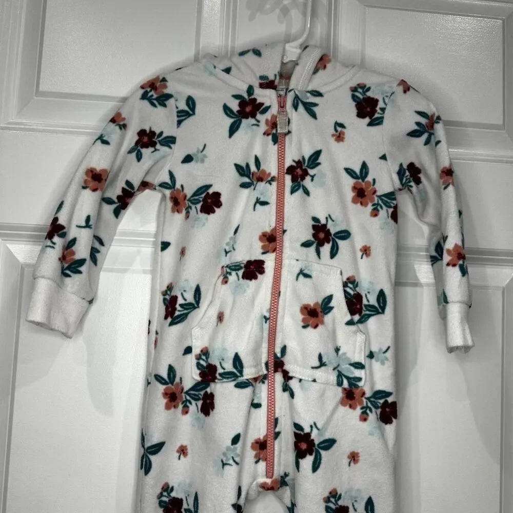 Carters Girls Floral Fleece Pajamas‎ Size 18 Months